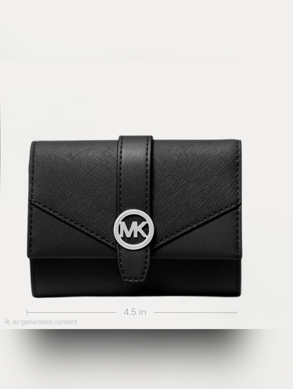 Michael Kors Black Saffiano Leather Snap Wallet with MK Emblem
